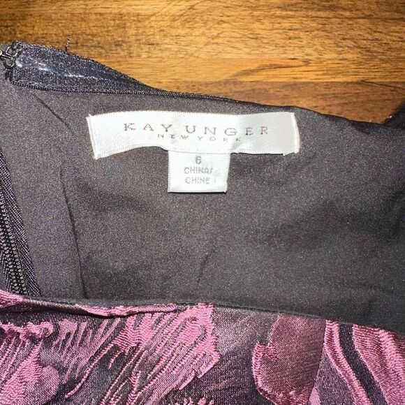 NWT Kay Unger Alana Sheath Jacquard Floral Midi Dress Sz 6/Black Cherise - Picture 5 of 6